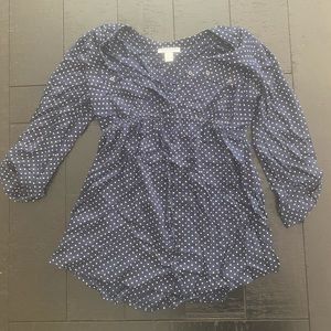MATERNITY DARK BLUE POLKA DOT BLOUSE